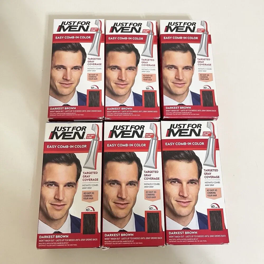 Just For Men Easy Comb-In Color A-50 Darkest Brown Lot of 6 NEW